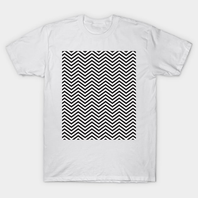 Simple Black and White Chevron Pattern T-Shirt by squeakyricardo